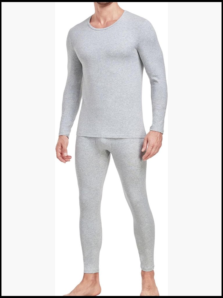 Cotton Blend Long Johns Thermal Underwear Set Base Layer Lightweight